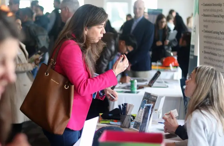 woman at welcome exchange event